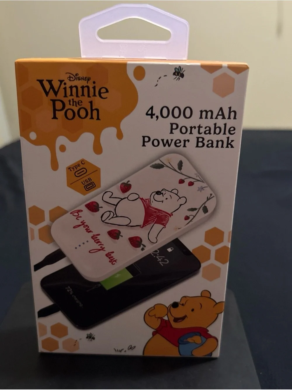 Disney Winnie the Pooh Portable Power Bank - White with Red and Green Accents